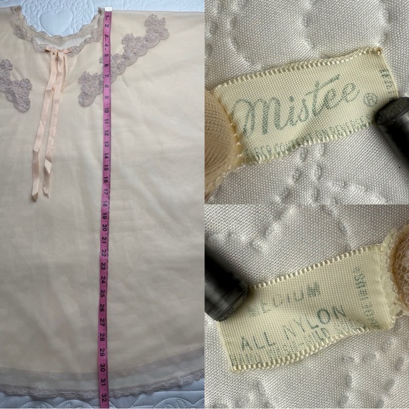 Vintage 60’s Mistee Peach Nylon Sheer Bed Cape Jacket Lingerie Medium - Picture 14 of 14